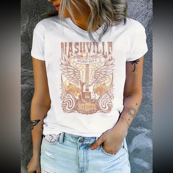 Private Label Tops - Last One..Nashville’ County Music Crew Neck T-Shirt. NWT